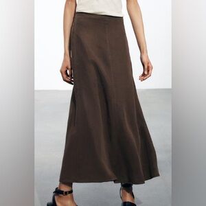 NWT Zara Dark Brown A-Line Skirt size M